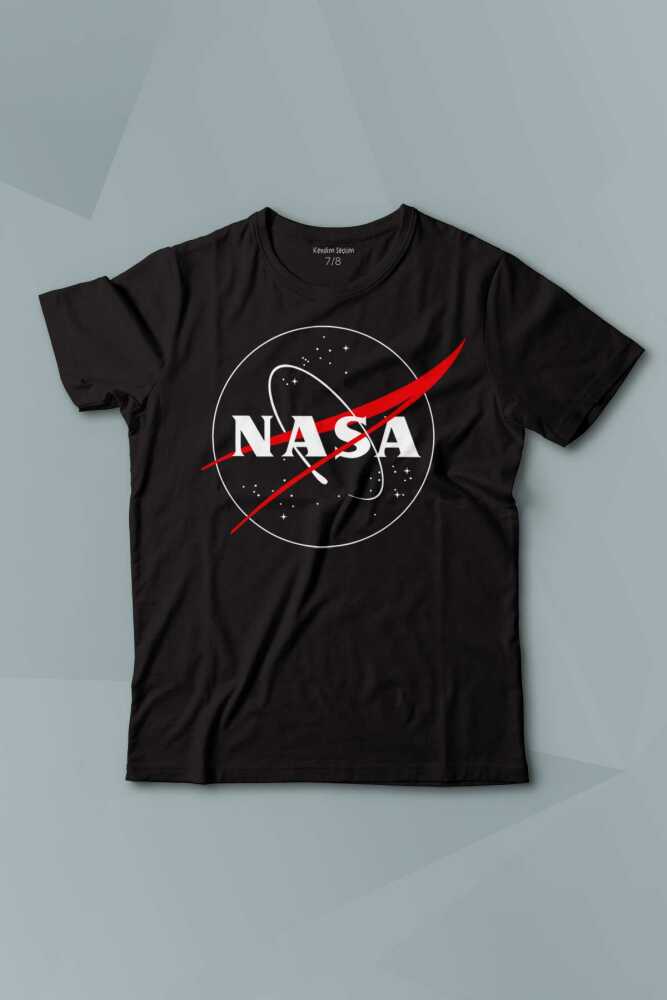 Nasa Logosu Uzay Cosmos Baskılı Çocuk Tişört Kısa Kollu