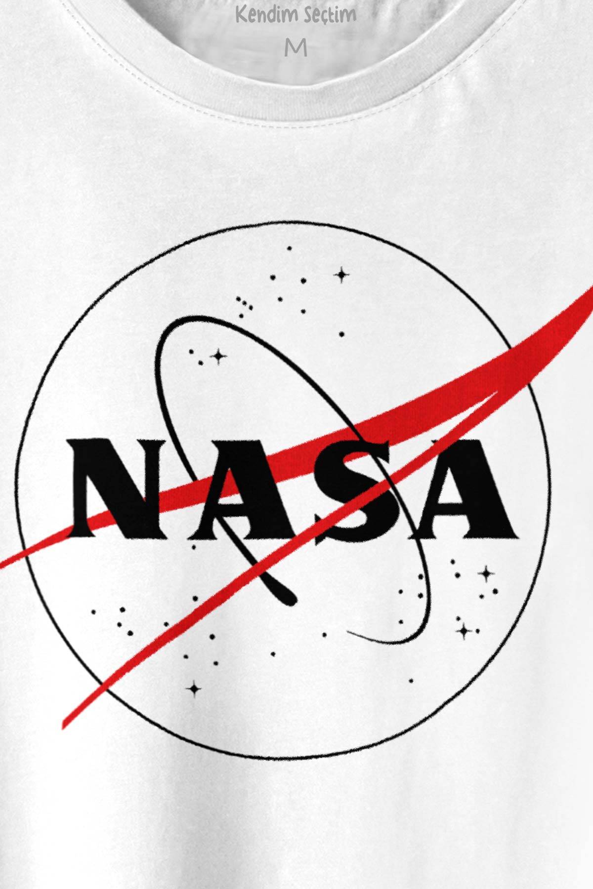 Nasa Logosu Siyah Kırmızı Uzay Cosmos Baskılı Tişört Unisex T-shirt (1)