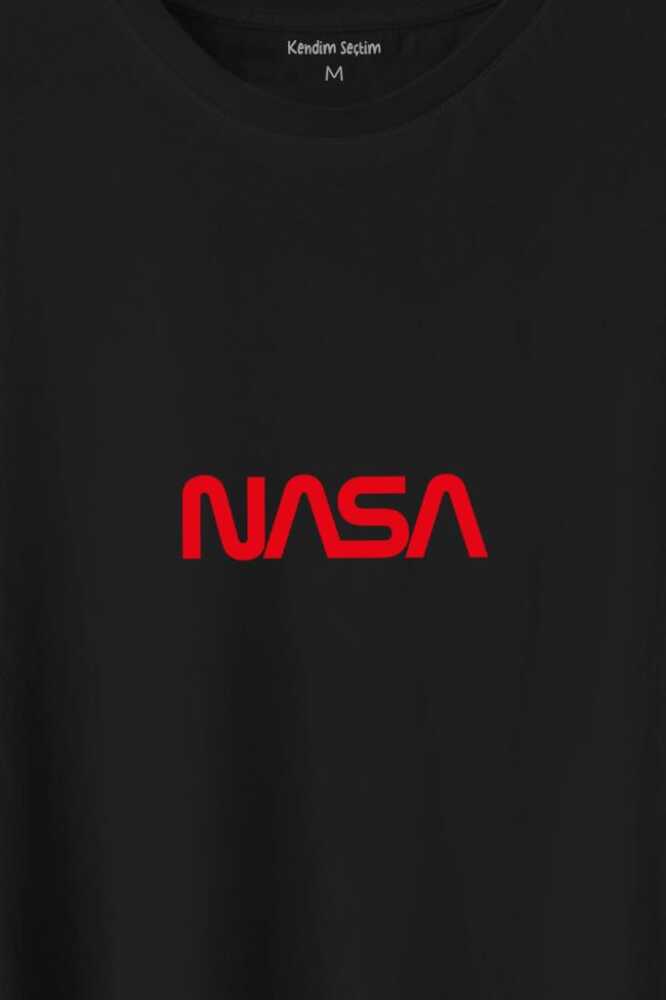 Nasa Worm Göğüs Logo Ulusal Havacılık Ve Uzay Abd Baskılı Siyah Tişört Unisex (1)