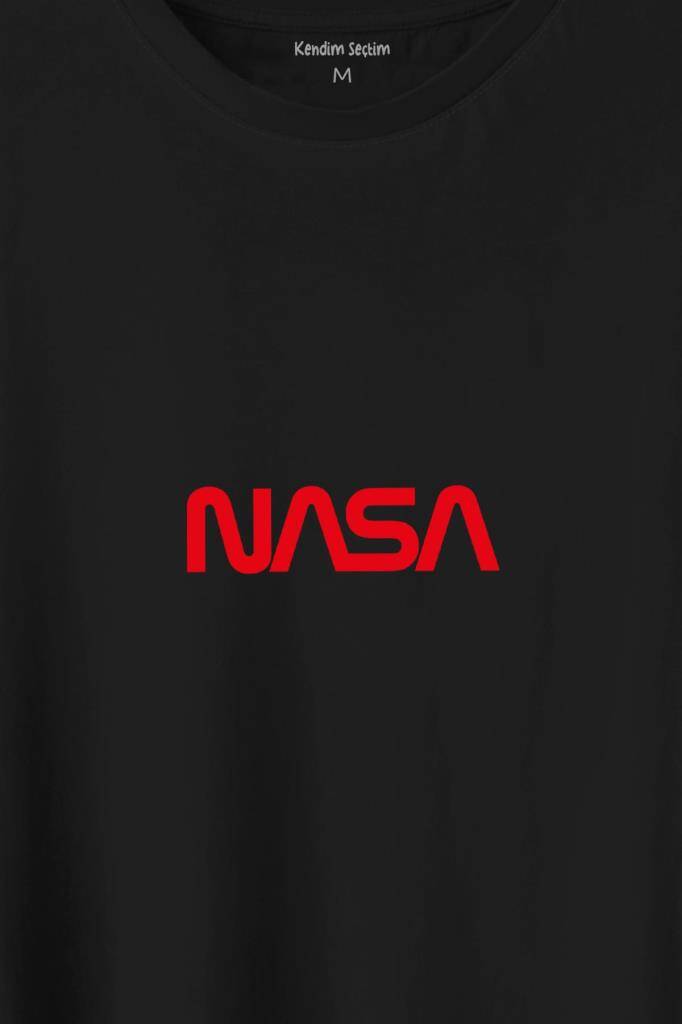 Nasa Worm Göğüs Logo Ulusal Havacılık Ve Uzay Abd Baskılı Siyah Tişört Unisex (1)