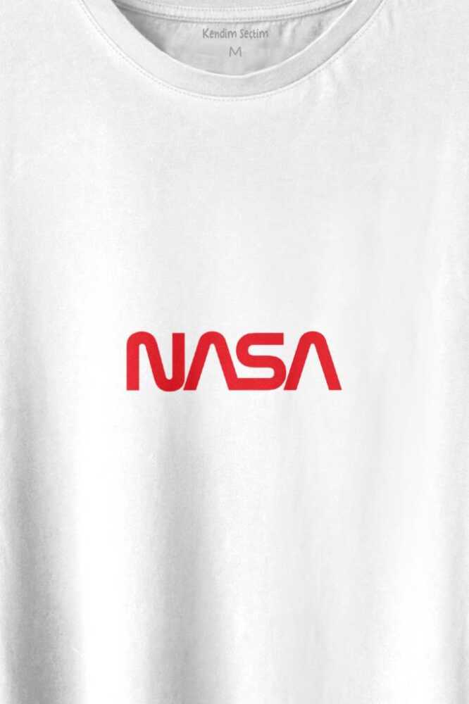 Nasa Worm Göğüs Logo Ulusal Havacılık Ve Uzay ABD Baskılı Beyaz Tişört Unisex (1)