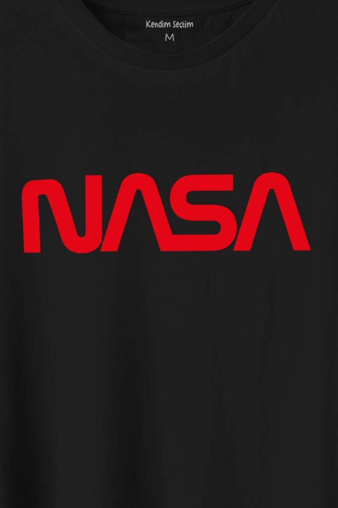 Nasa Worm Logo Ulusal Havacılık Ve Uzay Abd Baskılı Siyah Tişört Unisex (1)