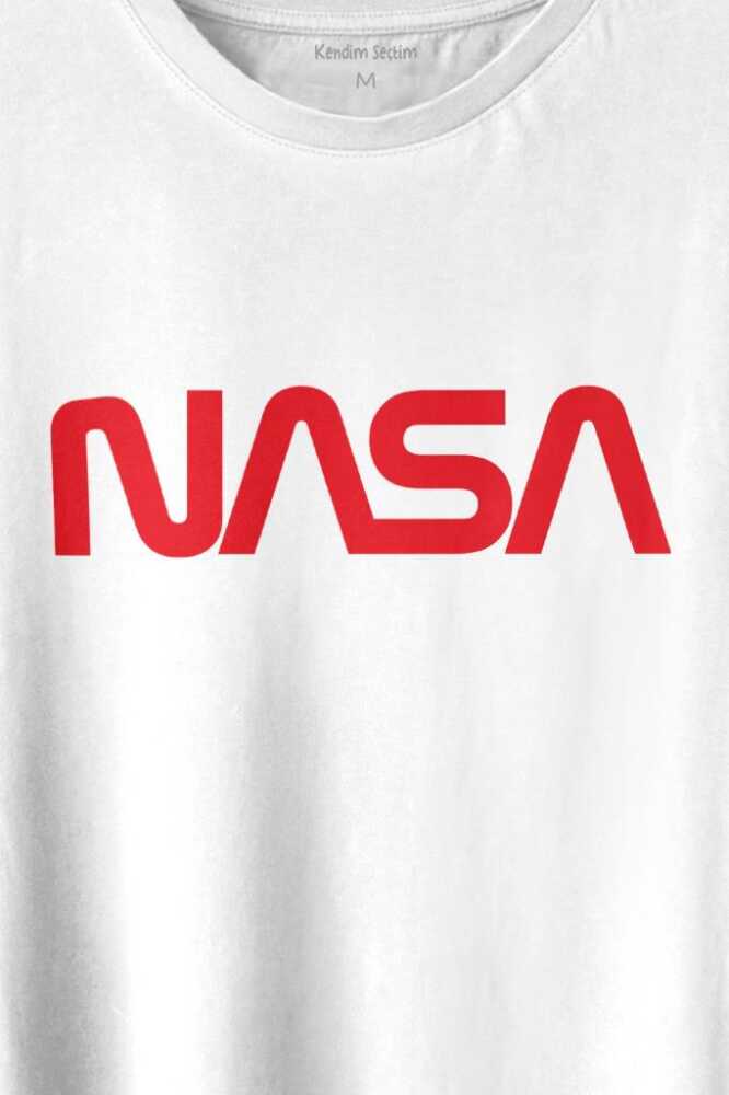 Nasa Worm Logo Ulusal Havacılık Ve Uzay ABD Baskılı Beyaz Tişört Unisex (1)