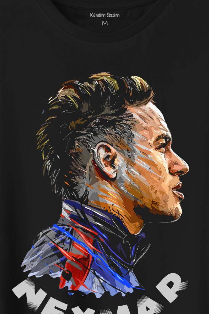 Neymar Jr 10 Psg Baskılı Siyah Tişört Unisex (1)