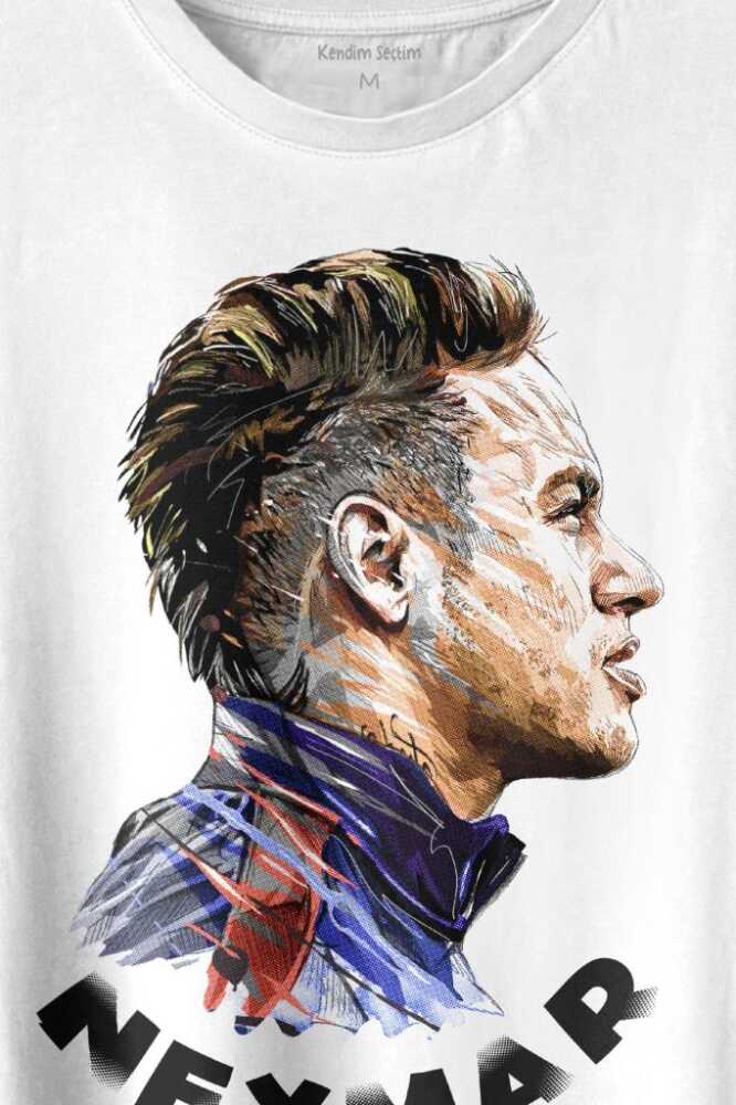 Neymar Jr 10 Psg Baskılı Beyaz Tişört Unisex (1)