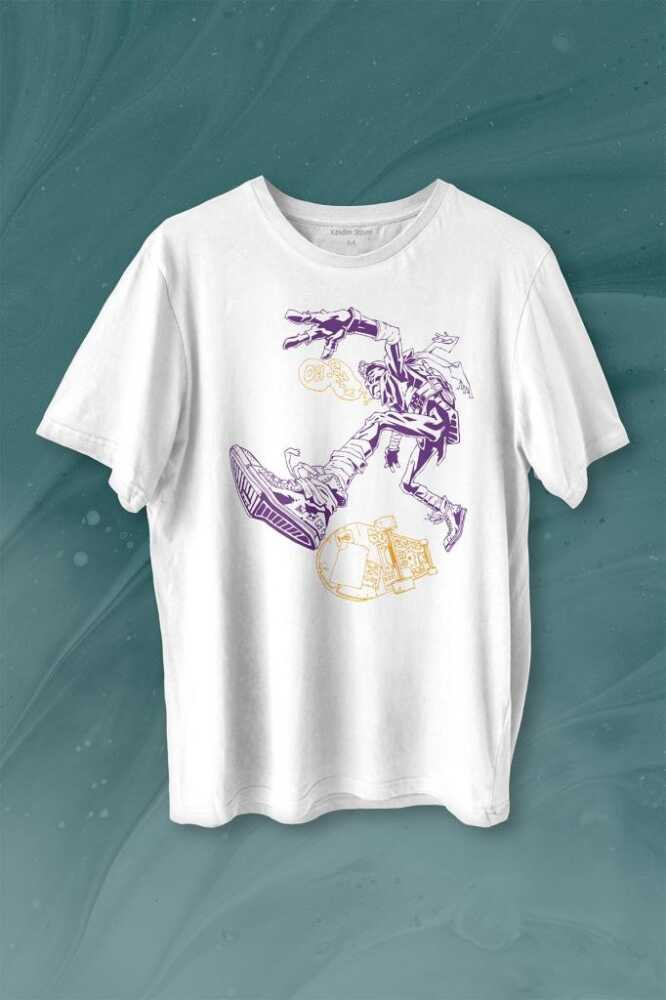 Ninja Kaplumbağa Kaykay TMNT Skate Sokak Baskılı Beyaz Tişört Unisex