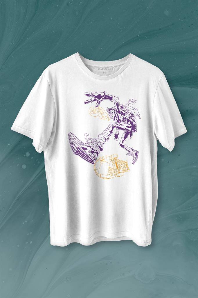 Ninja Kaplumbağa Kaykay TMNT Skate Sokak Baskılı Beyaz Tişört Unisex