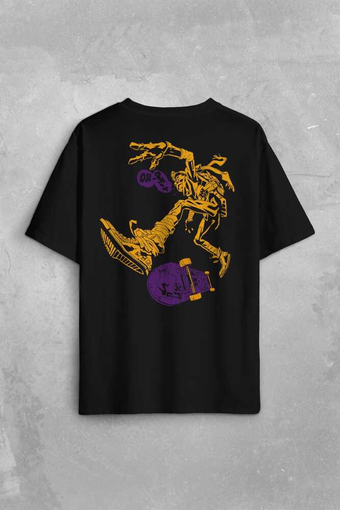Ninja Kaplumbağa Kaykay TMNT Skate Sokak Sırt Ön Baskılı Oversize Tişört Unisex