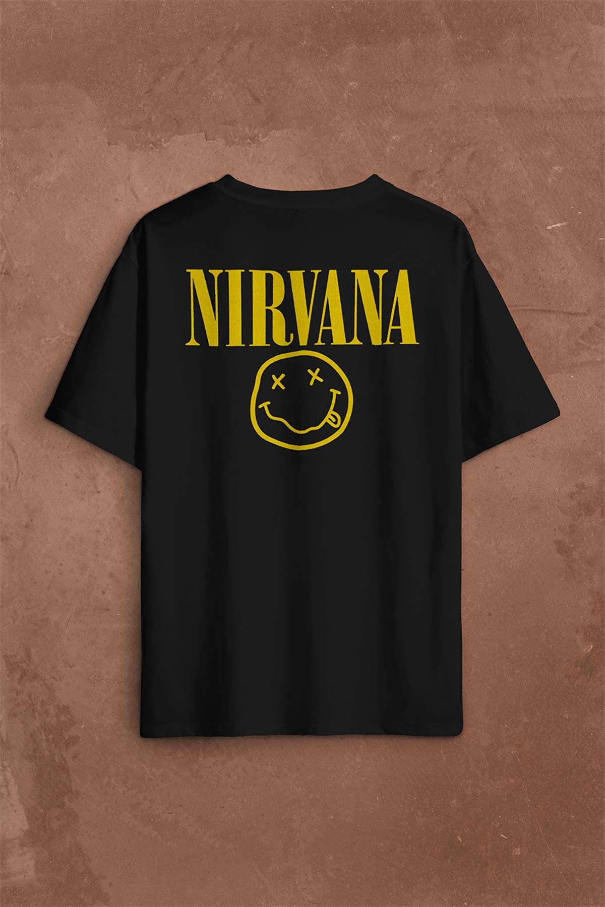 Nirvana Hanson Müzik Grubu Logo Nirvana Music Grou Sırt Ön Baskılı Oversize Tişört Unisex T-Shirt (1)