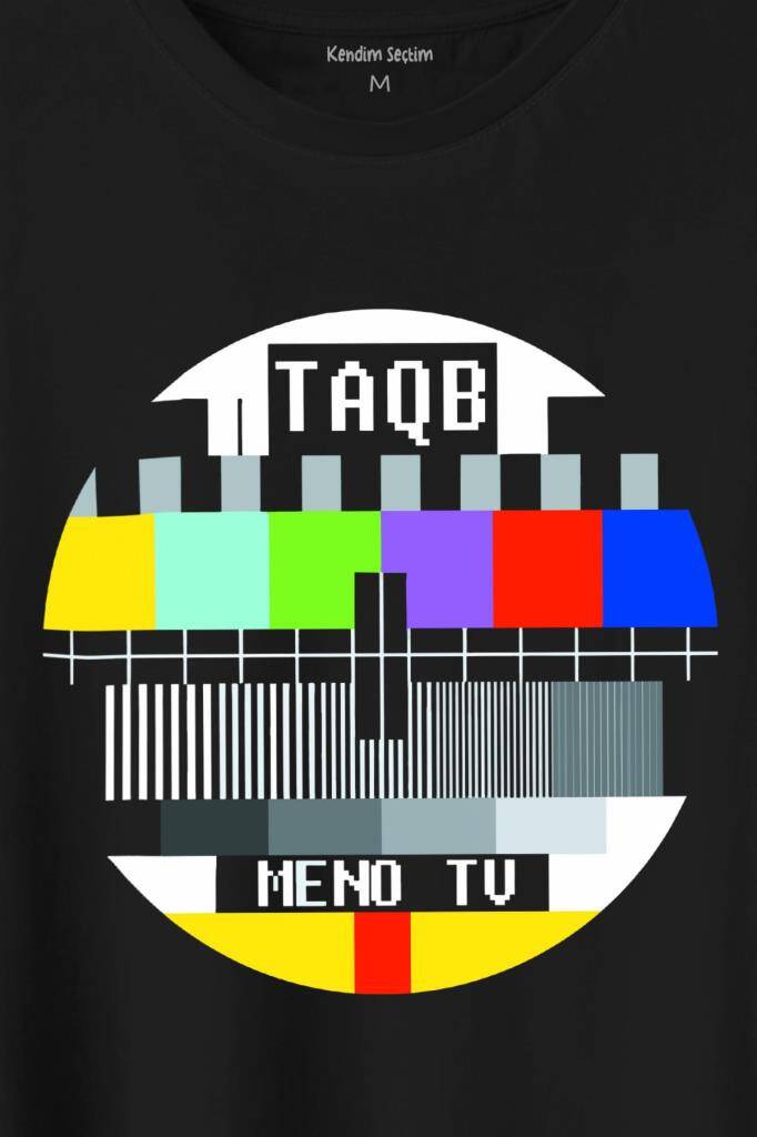 No Signal Teletex Nostalji TV Baskılı Siyah Tişört Unisex (1)