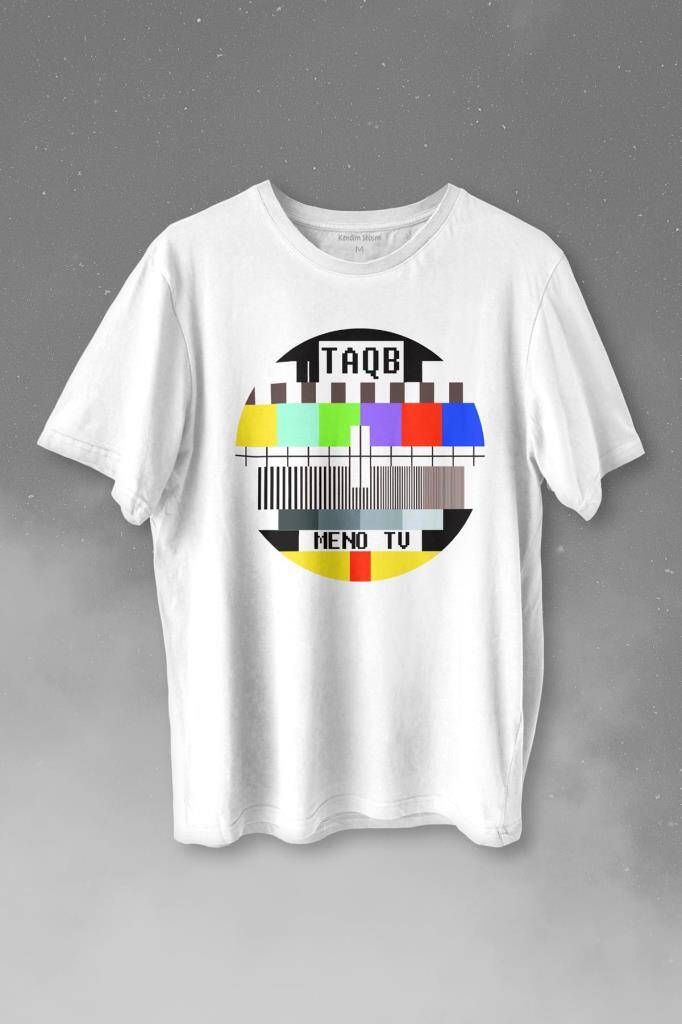 No Signal Teletex Nostalji TV Baskılı Beyaz Tişört Unisex