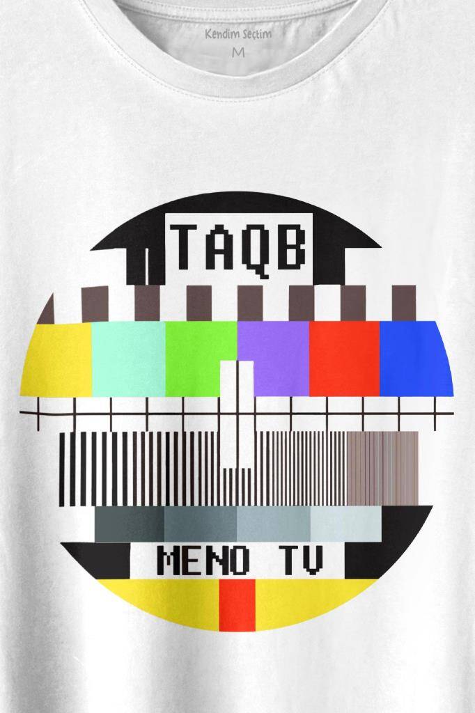 No Signal Teletex Nostalji TV Baskılı Beyaz Tişört Unisex (1)
