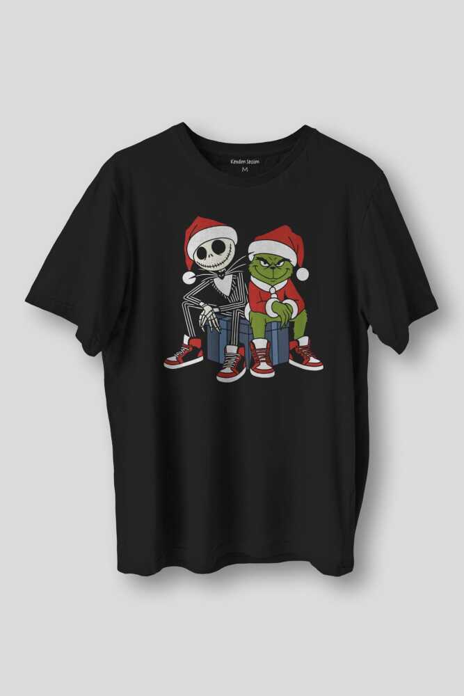 Noel Yılbaşı New Year Christmas Team Grinch Tişört Xmas Yeni Yıl Baskılı Unisex T-shirt