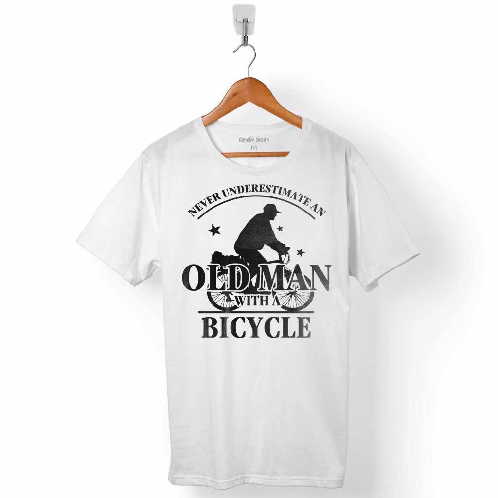 Old Man Bicycle Never Bisiklet Erkek Tişört