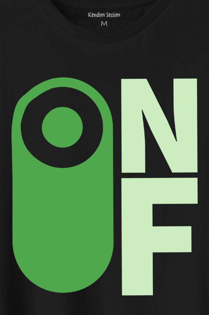 On Off Aç Kapa Urban Street Wear Baskılı Siyah Tişört Unisex (1)