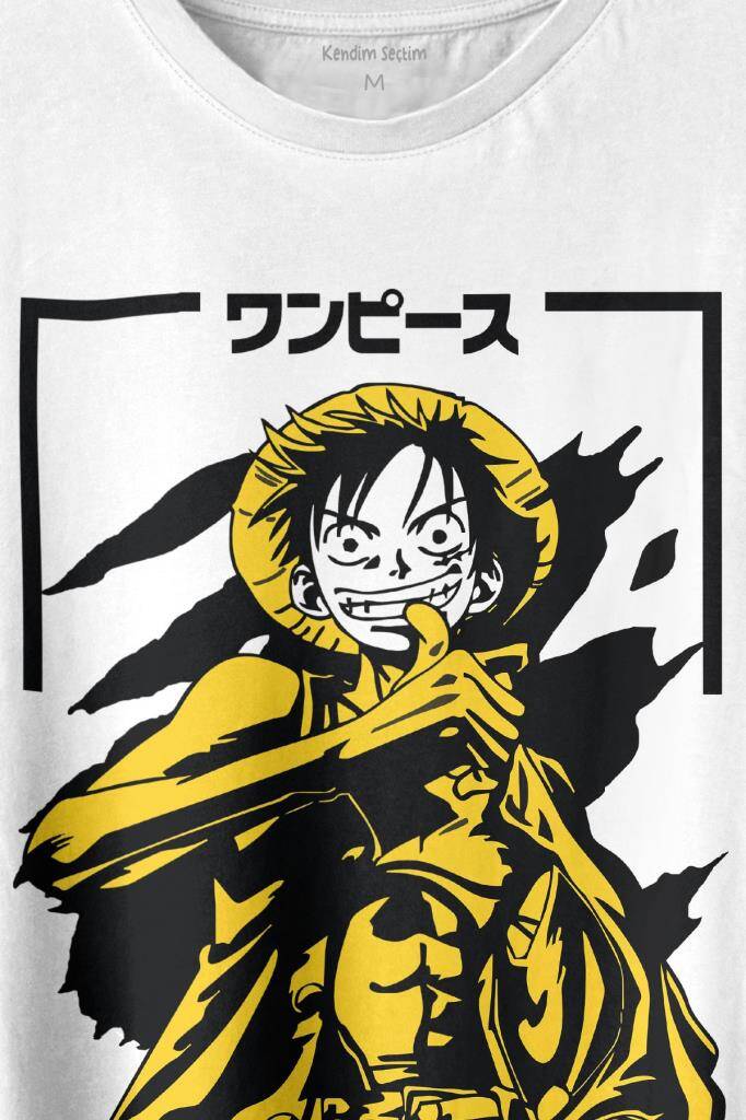 One Piece Anime Dizi Japonca Japanese Wear Baskılı Tişört Unisex T-shirt (1)