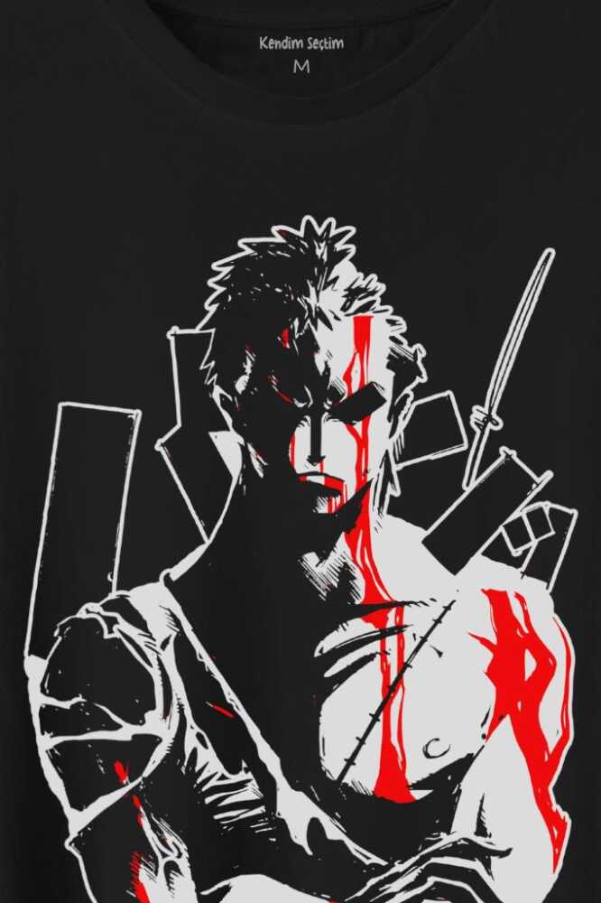 One Piece Roronoa Zoro Poster Baskılı Tişört Unisex T-Shirt (1)