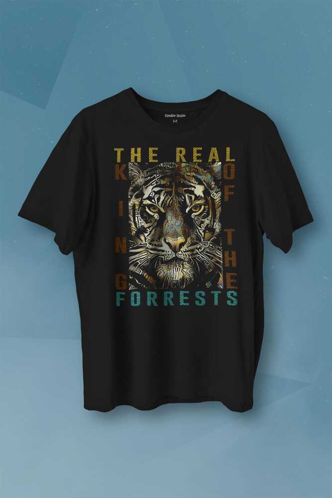 Ormanların Gerçek Kralı Vahşi Kaplan Kafası Tiger Baskılı Tişört Unisex