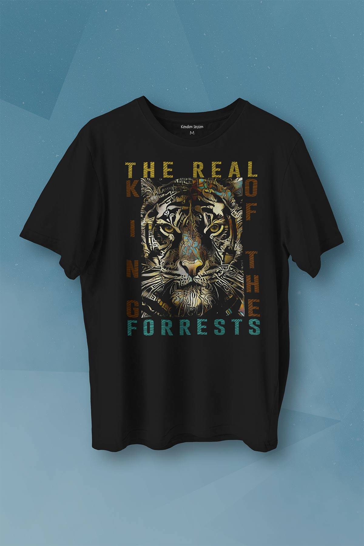 Ormanların Gerçek Kralı Vahşi Kaplan Kafası Tiger Baskılı Tişört Unisex - 1