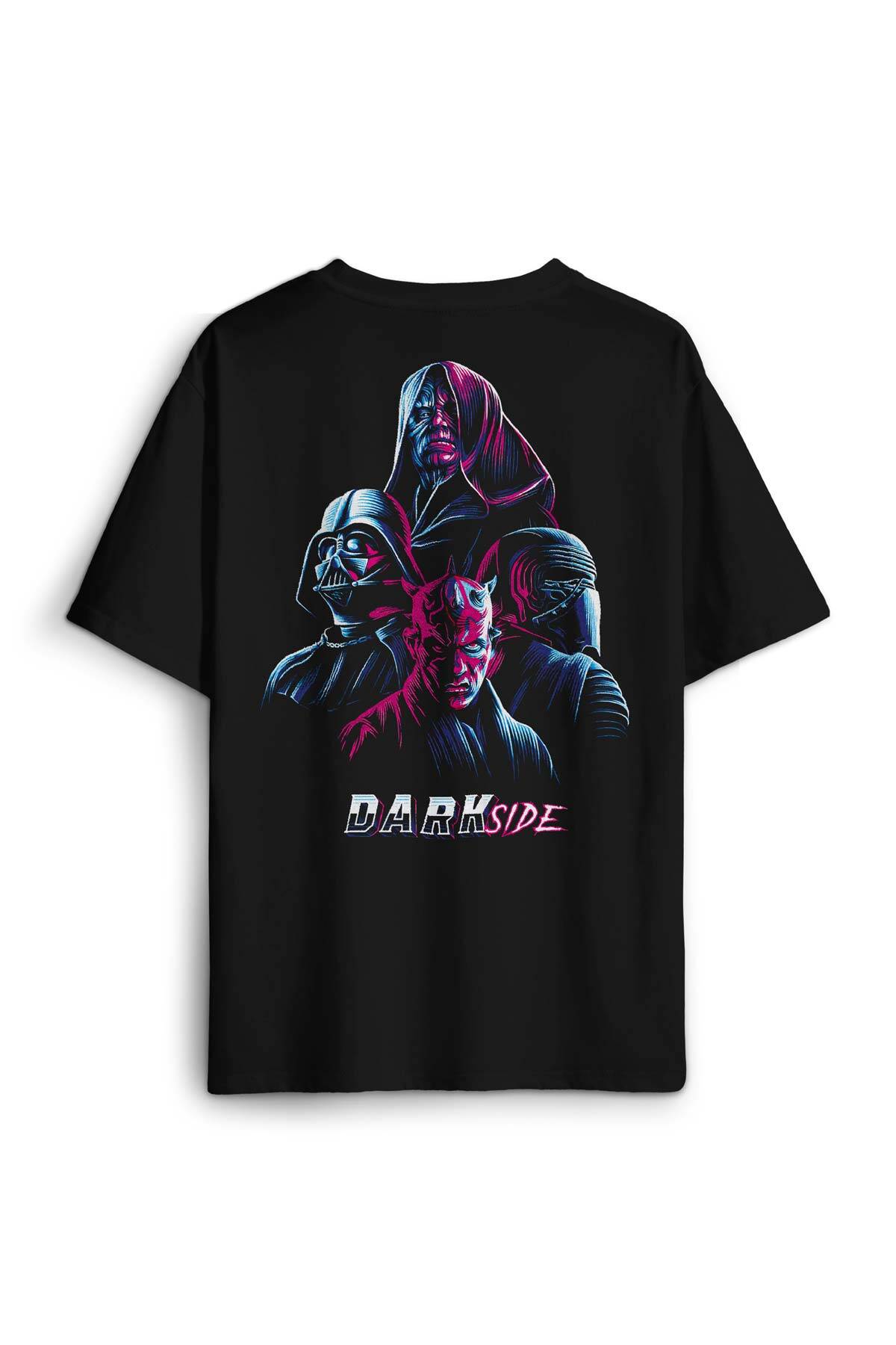 Oversize Siyah Tişört Dark Side Star Wars Darth Sırt Ön Baskılı Unisex