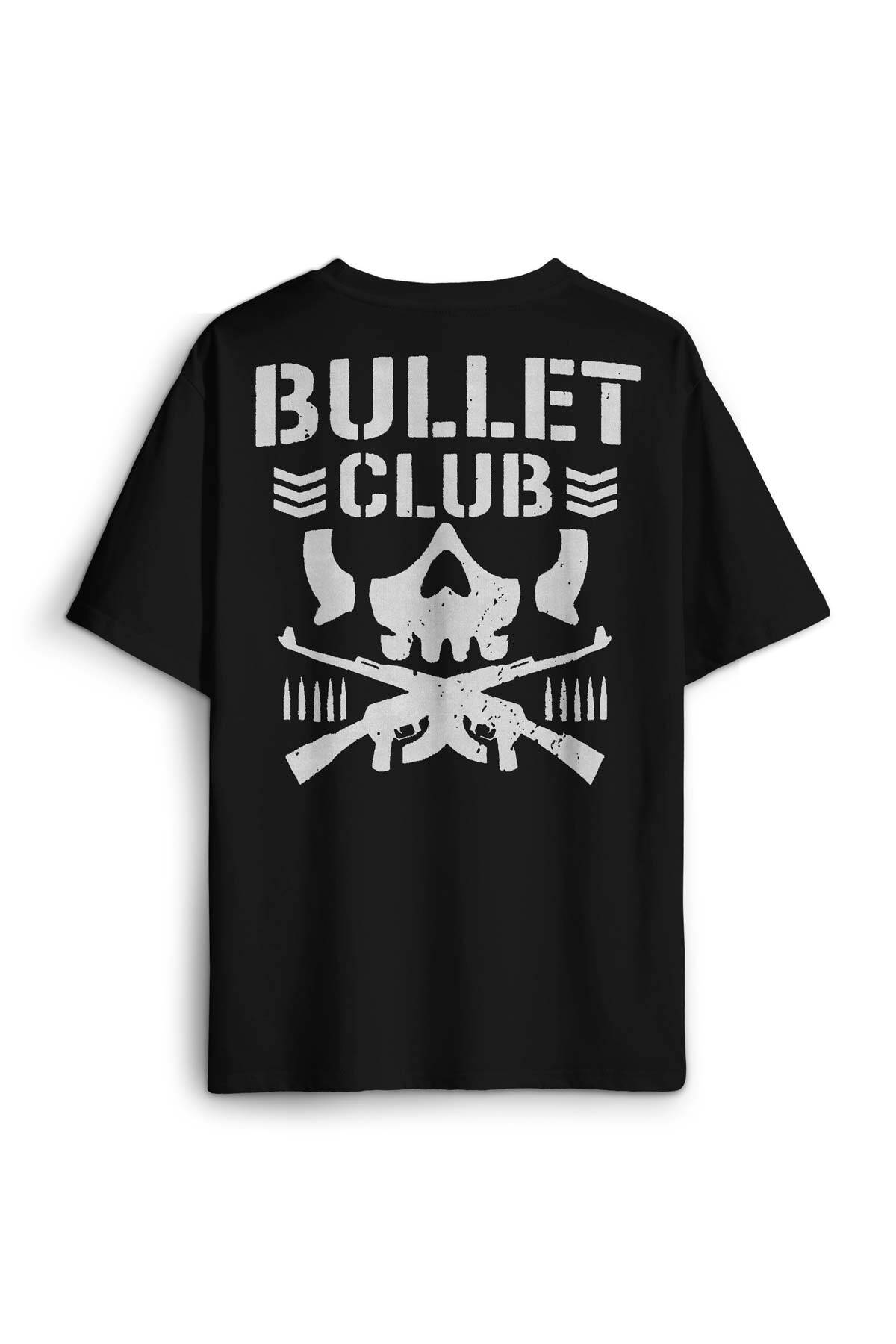 Bullet Club Gym Fight Wwe Güreş Spor Baskılı Siyah Unisex Oversize Tişört