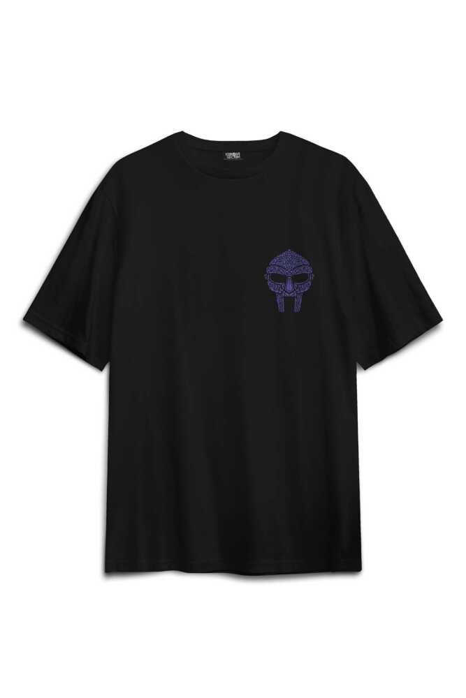 Mf Doom Hip Hop Rap Old School Baskılı Siyah Unisex Oversize Tişört - 1