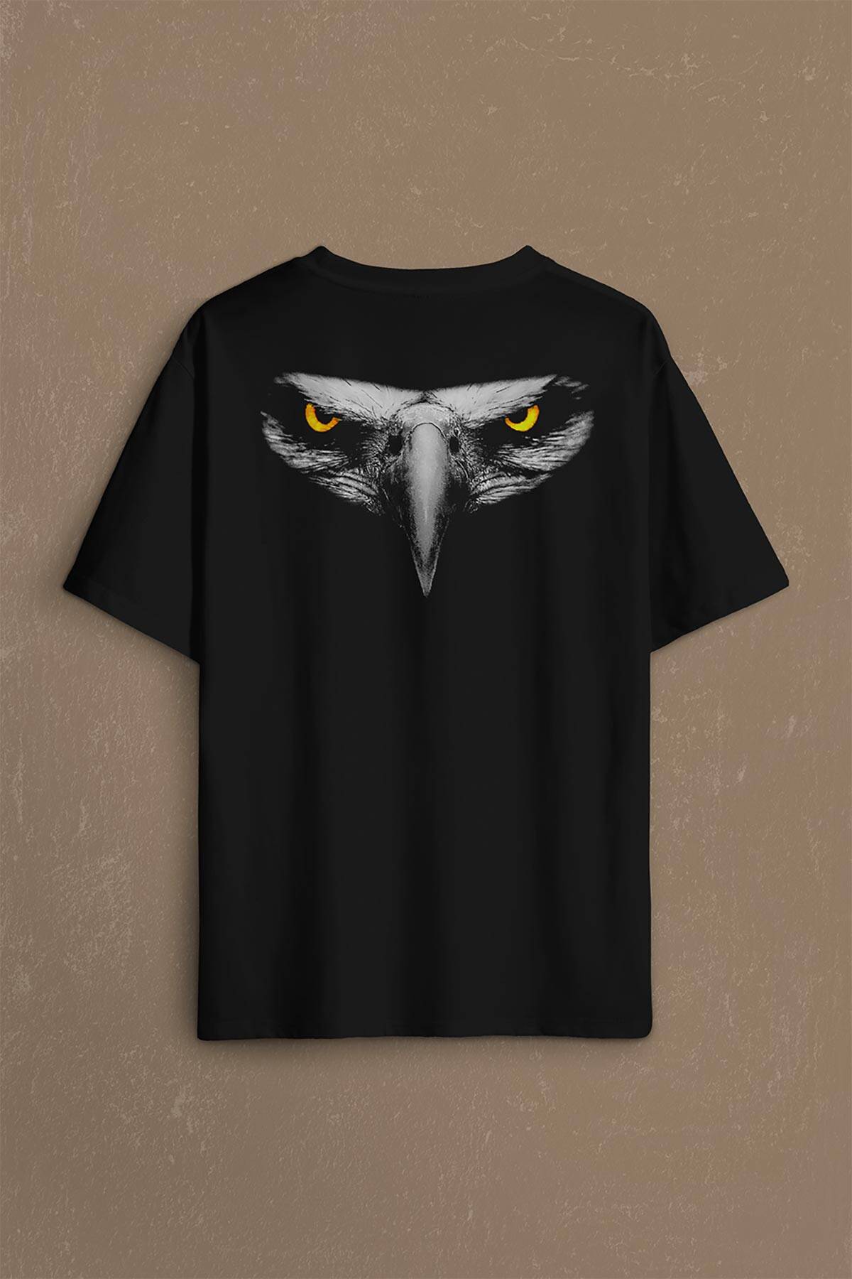 Kartal Kafa Göz Black Eagle Design Tasarım Sırt Ön Baskılı Oversize Tişört Unisex
