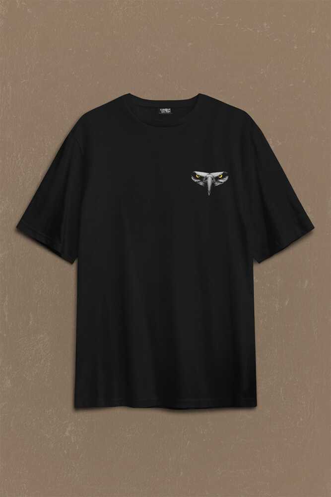 Kartal Kafa Göz Black Eagle Design Tasarım Sırt Ön Baskılı Oversize Tişört Unisex (1)