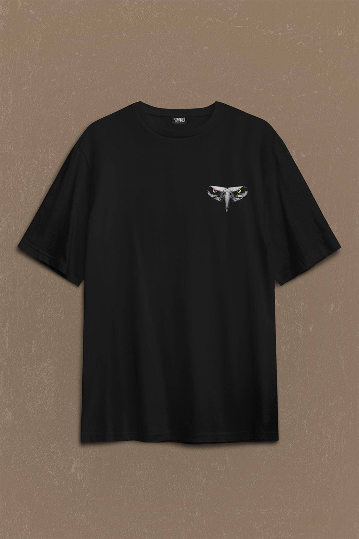 Kartal Kafa Göz Black Eagle Design Tasarım Sırt Ön Baskılı Oversize Tişört Unisex (1)