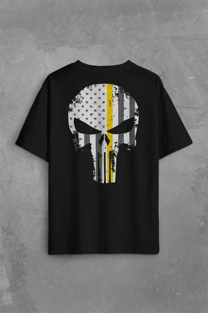 Oversize Tişört Punisher Cezalandırıcı Frank Castle Sırt Ön Baskılı Unisex (1)