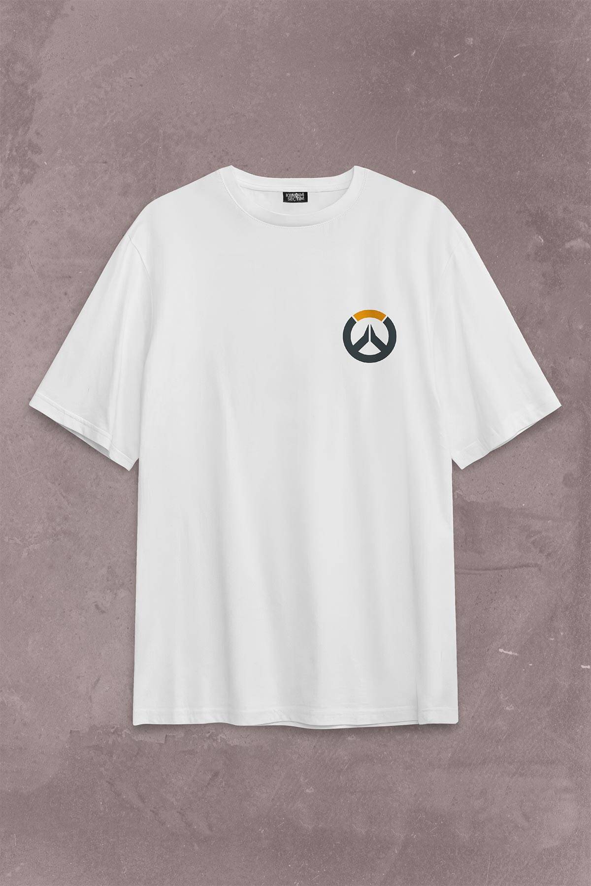 Overwatch Heroes Steam Logo Over Watch Sırt Ön Baskılı Oversize Tişört Unisex