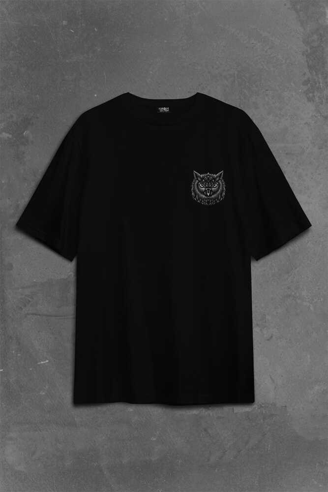 Owl Baykuş Üzgün Kız Güçlü Kadın Sırt Ön Baskılı Oversize Tişört Unisex