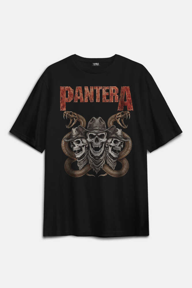 Pantera Metal Müzik Skull Kuru Kafa Baskılı Oversize Tişört Unisex