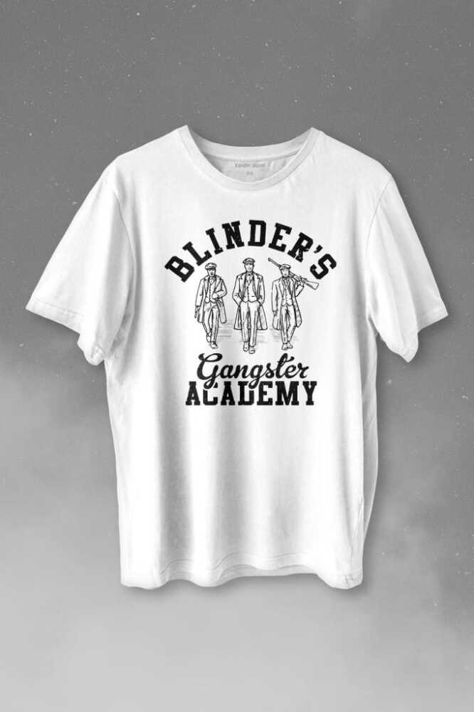 Peaky Blinders Gangster Academy Dizi Baskılı Beyaz Tişört Unisex