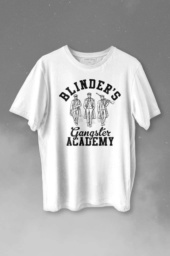 Peaky Blinders Gangster Academy Dizi Baskılı Beyaz Tişört Unisex