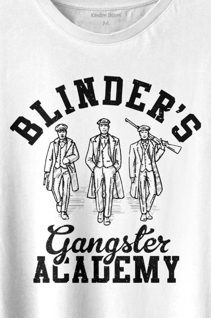 Peaky Blinders Gangster Academy Dizi Baskılı Beyaz Tişört Unisex (1)