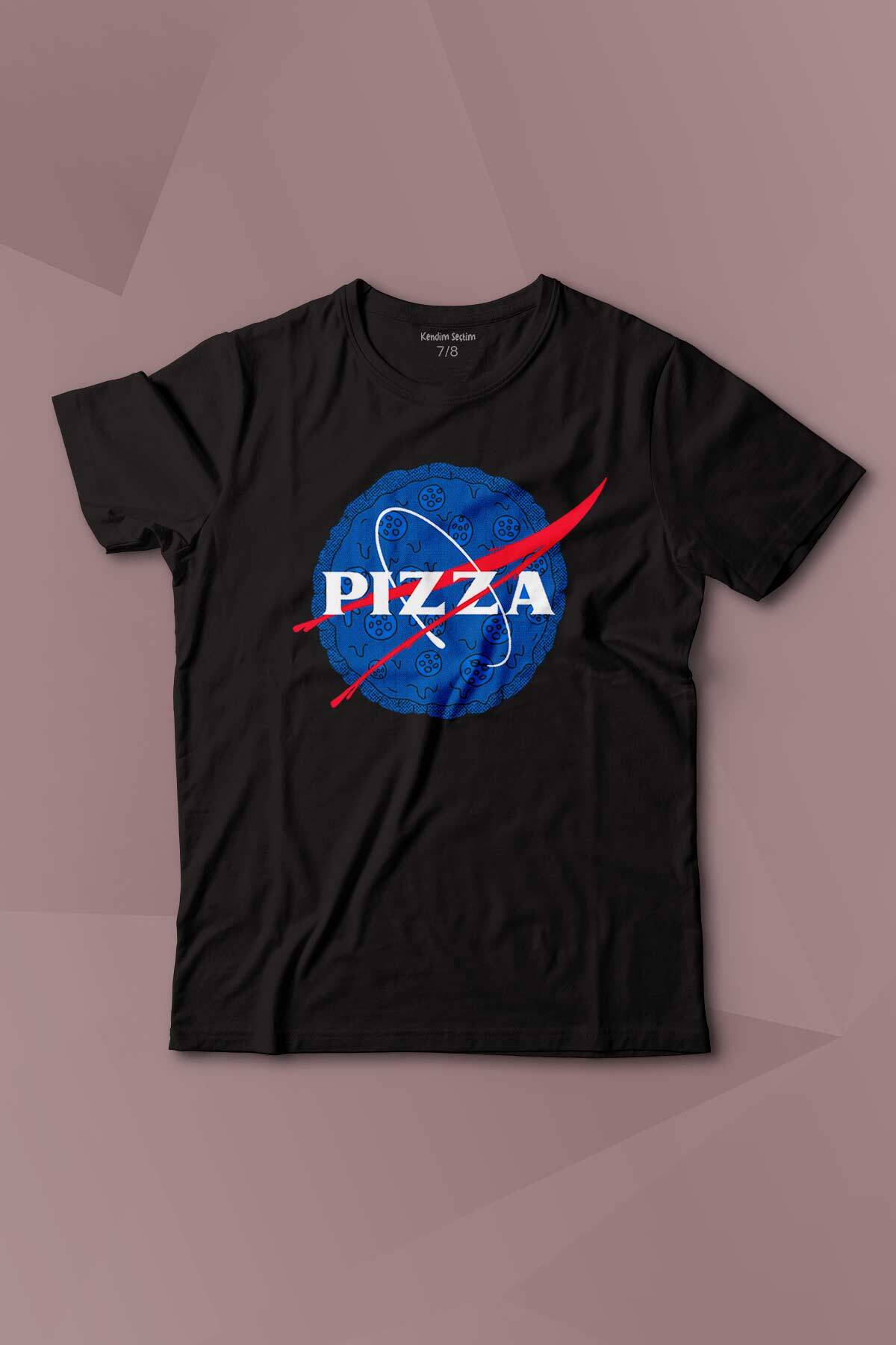 Pizza Nasa Uzay Ajansı Cosmos Astronot Baskılı Çocuk Tişört Kısa Kollu - 1
