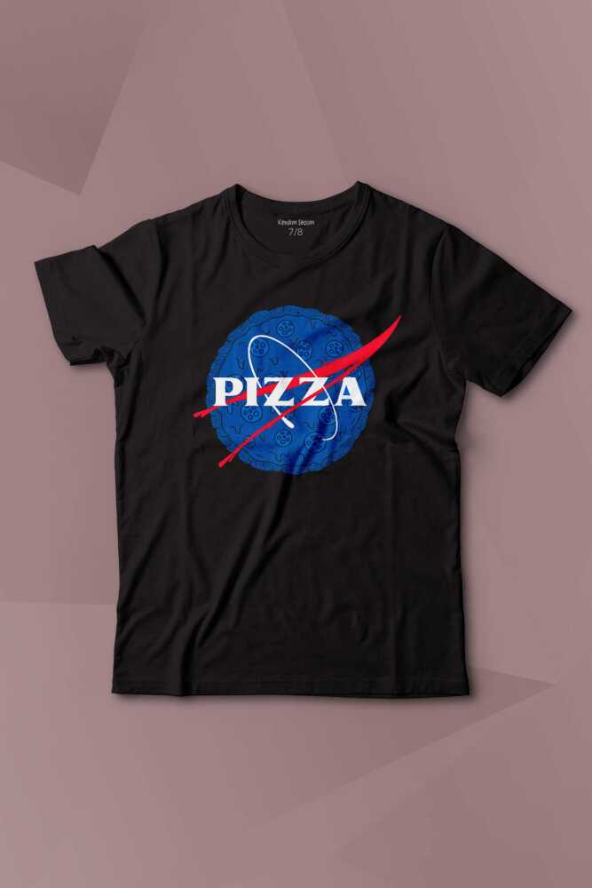 Pizza Nasa Uzay Ajansı Cosmos Astronot Baskılı Çocuk Tişört Kısa Kollu