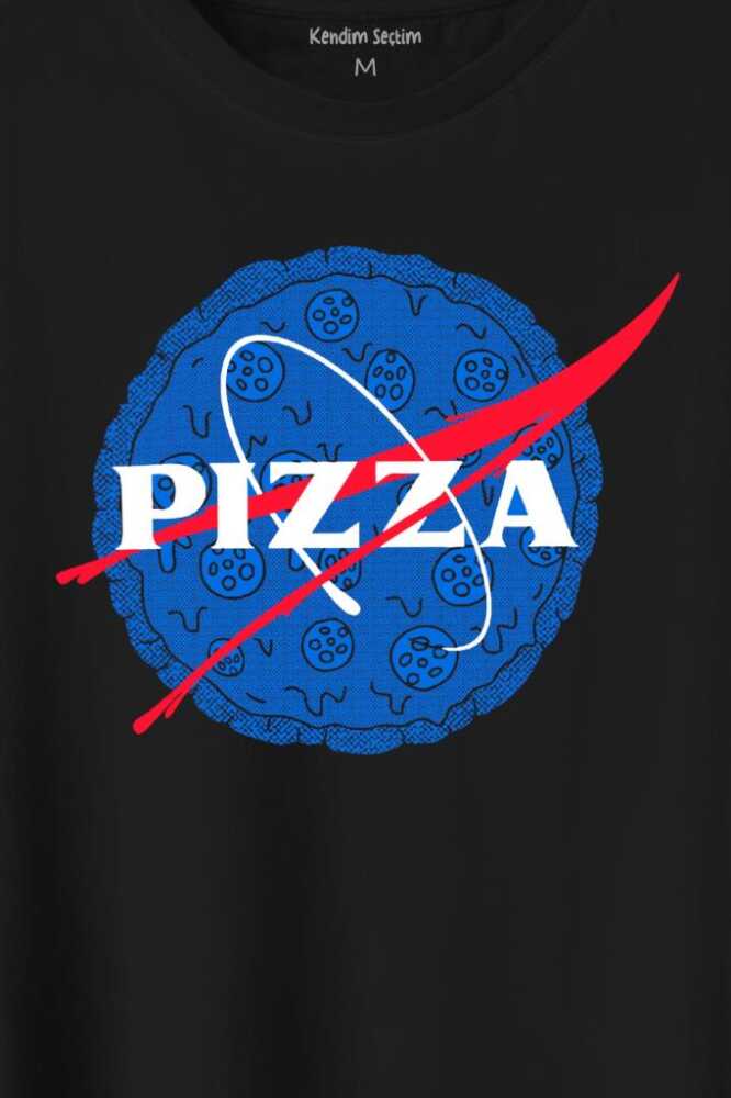 Pizza Nasa Uzay Ajansı Cosmos Astronot Baskılı Siyah Tişört Unisex (1)