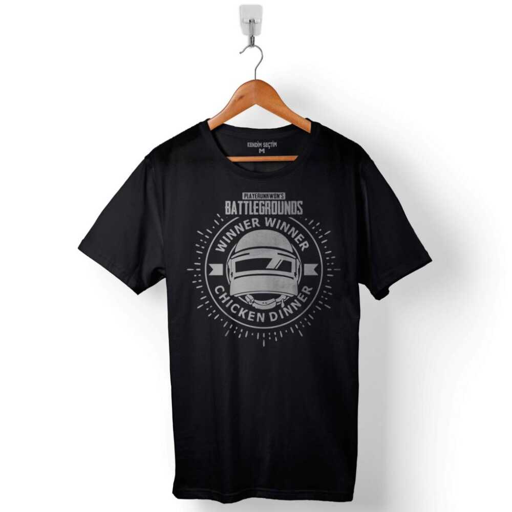 Playerunknown's Battlegrounds PUBG Kask Winner Chicken Baskılı Tişört Unisex
