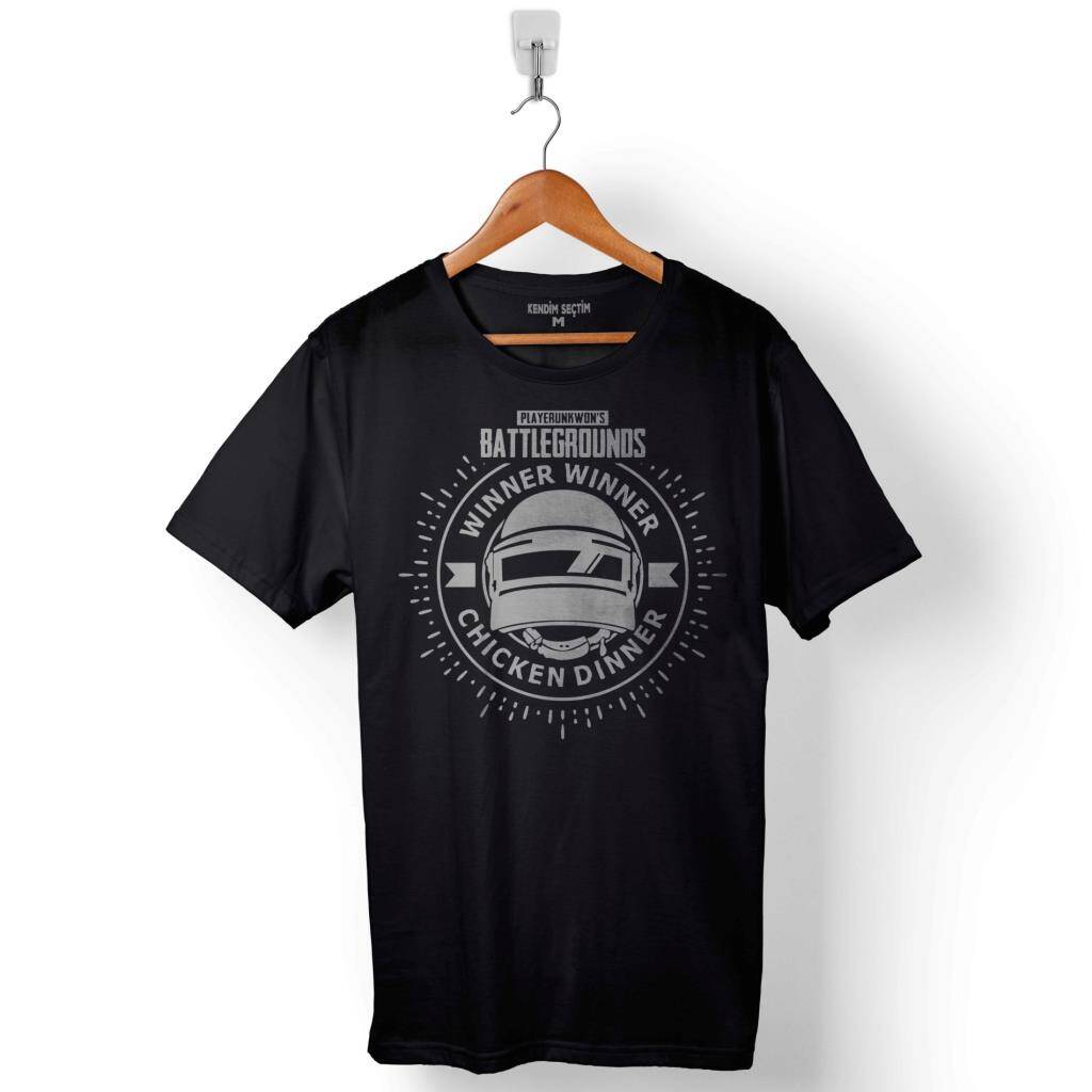 Playerunknown's Battlegrounds PUBG Kask Winner Chicken Baskılı Tişört Unisex