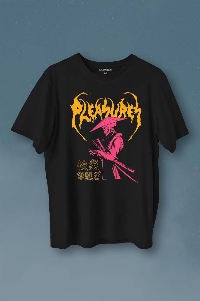 Pleasures Samurai Japan Samuray Japon Baskılı Siyah Tişört Unisex