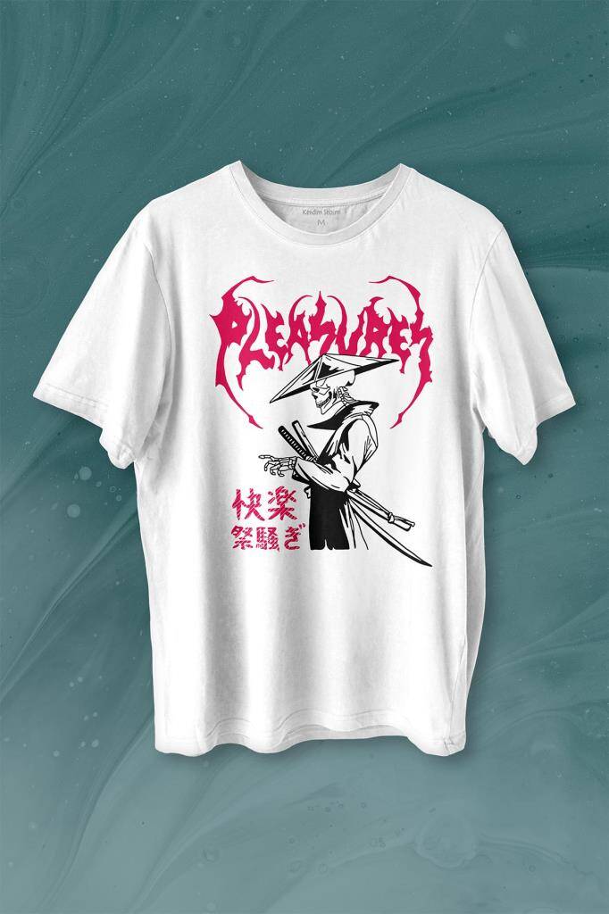 Pleasures Samurai Japan Samuray Japon Baskılı Beyaz Tişört Unisex - 1