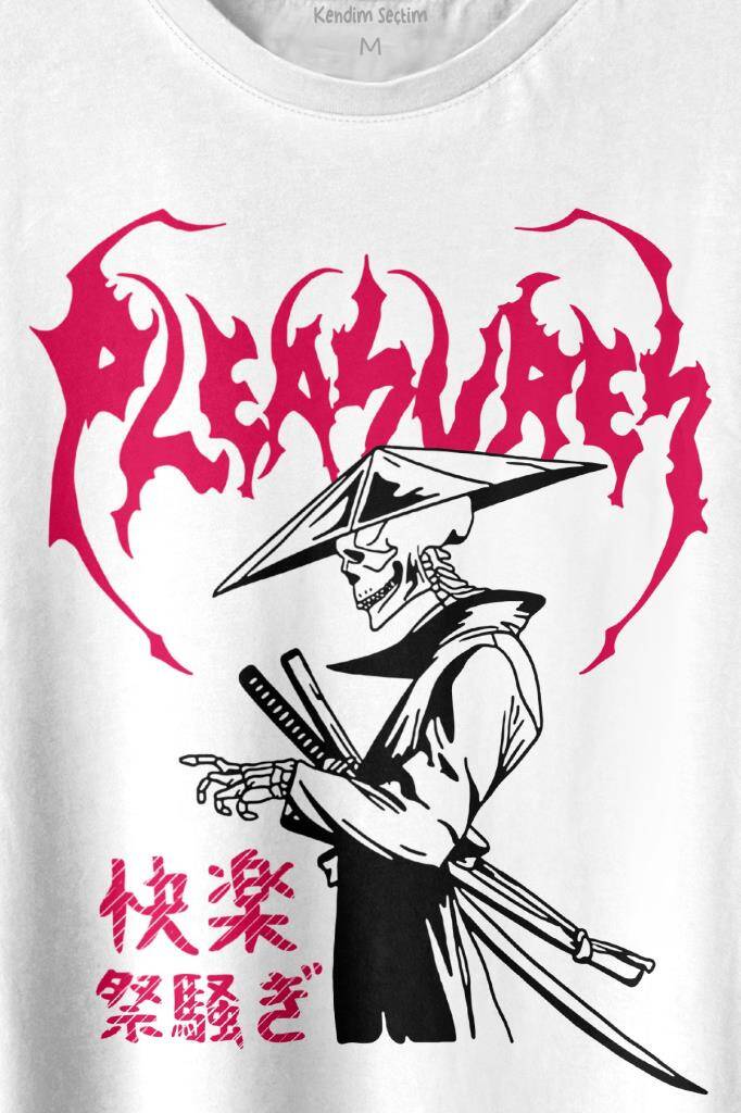 Pleasures Samurai Japan Samuray Japon Baskılı Beyaz Tişört Unisex - 2