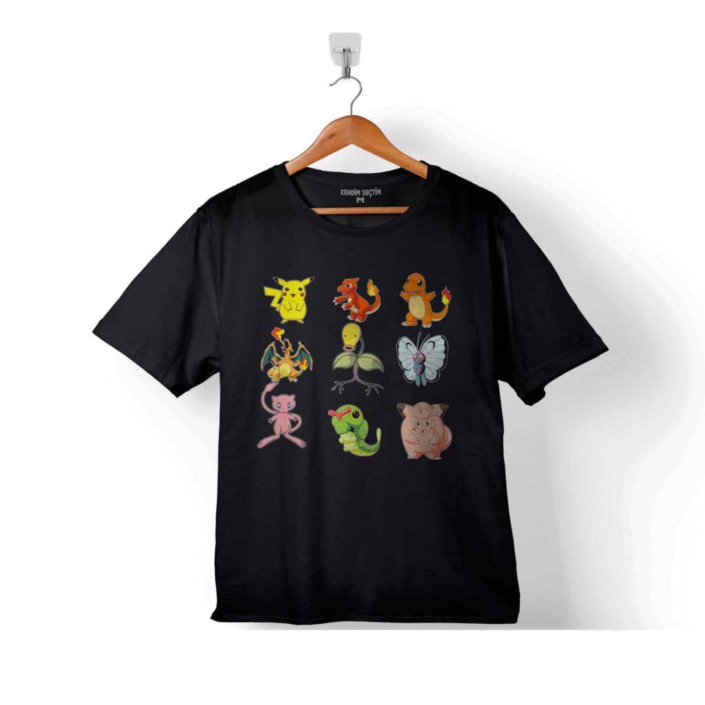 Pokemon Tüm Karakterler Pikachu Çocuk Tişört