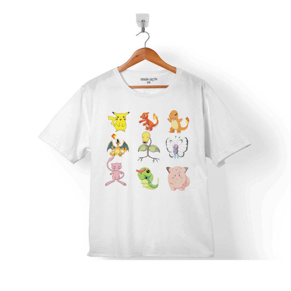 Pokemon Tüm Karakterler Pikachu Çocuk Tişört