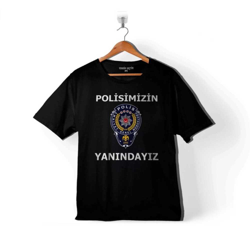 Polisimizin Askerimizin Ordumuzun Yanındayız Çocuk Tişört Siyah