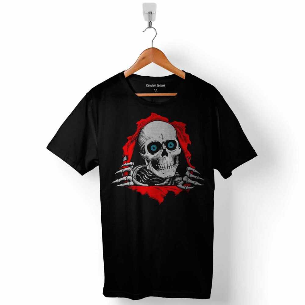 Powell Peralta Skull Kuru Kafa Skeleton Mavi Göz Baskılı Tişört Unisex