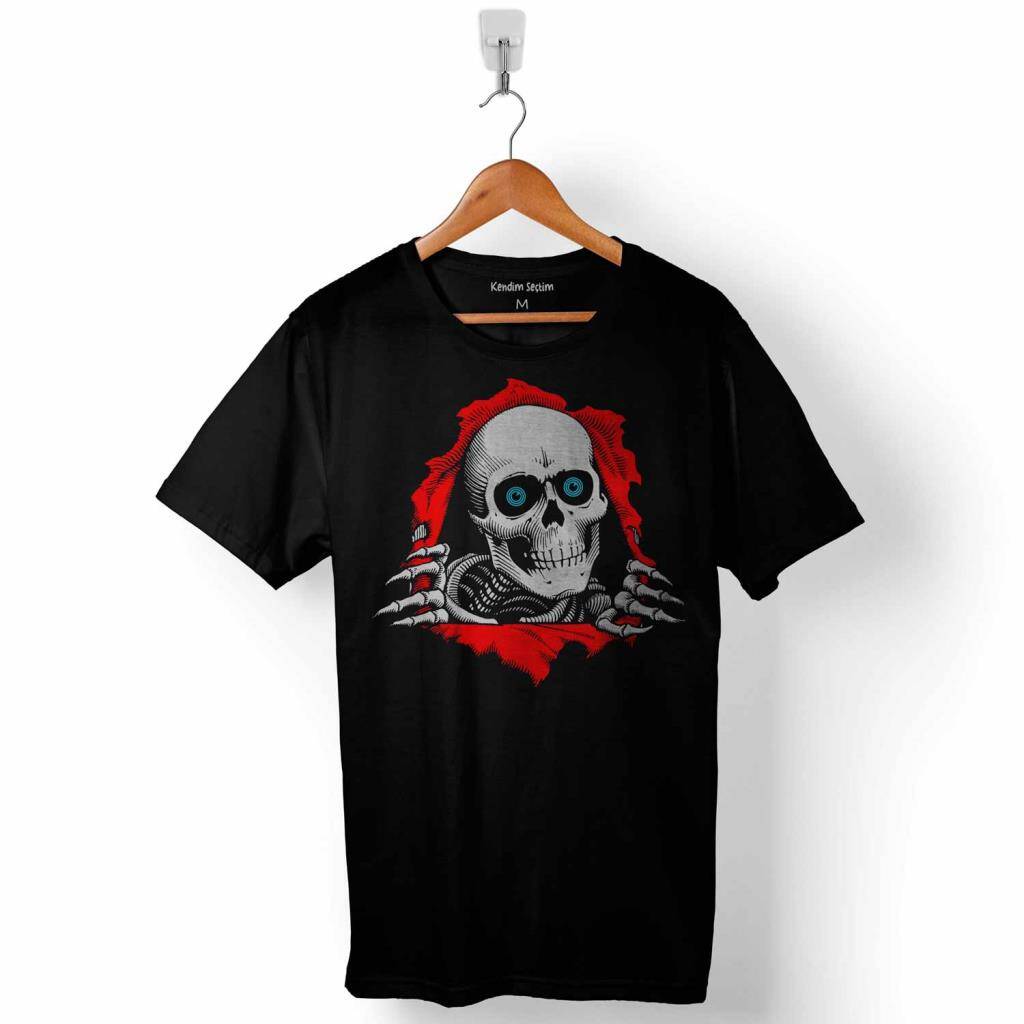 Powell Peralta Skull Kuru Kafa Skeleton Mavi Göz Baskılı Tişört Unisex