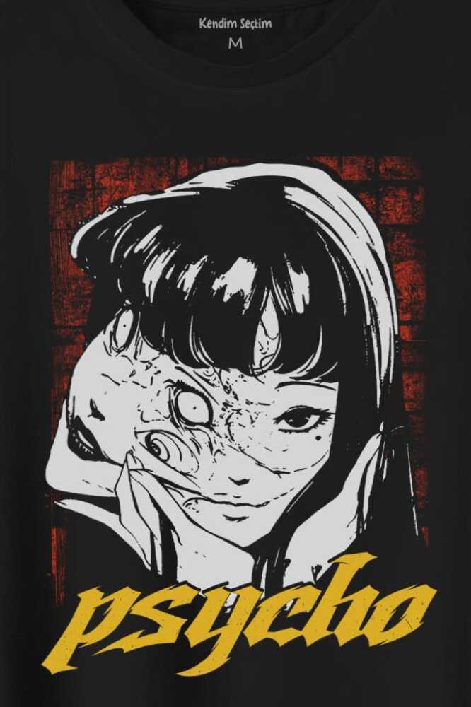 Psycho Manga Gothic Dark Baskılı Tişört Unisex T-Shirt (1)